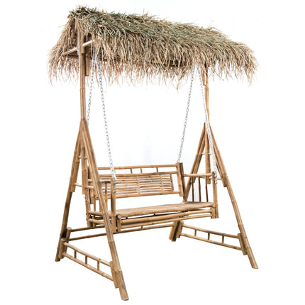 Dondolo da Giardino 2 Posti Cuscini Foglie di Palma 202cm BambÃƒÆ’Ã‚Â¹