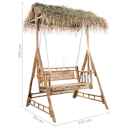 Dondolo da Giardino 2 Posti Cuscini Foglie di Palma 202cm BambÃƒÆ’Ã‚Â¹