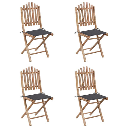 Set da Pranzo da Giardino 5 pz Pieghevole con Cuscini in Bambù