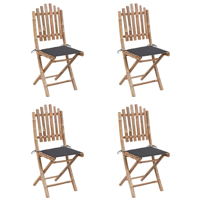 Set da Pranzo da Giardino 5 pz Pieghevole con Cuscini in Bambù