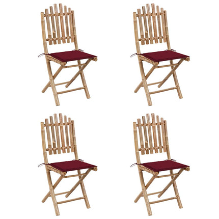 Set da Pranzo da Giardino 5 pz Pieghevole con Cuscini in Bambù