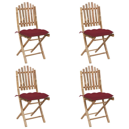 Set da Pranzo da Giardino 5 pz Pieghevole con Cuscini in BambÃƒÂ¹