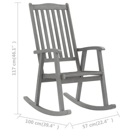 3064217 Rocking Chair with Cushions Grey Solid Acacia Wood (311845+47540)