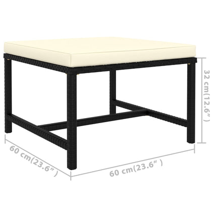 Set Divani da Giardino 7 pz con Cuscini in Polyrattan Nero