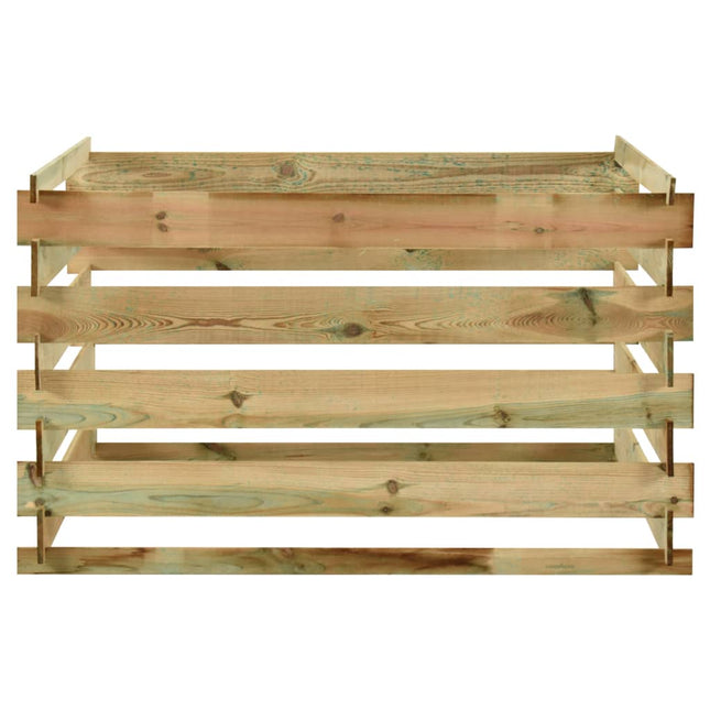 Compostiera da Giardino a Doghe 120x120x70cm in Pino Impregnato