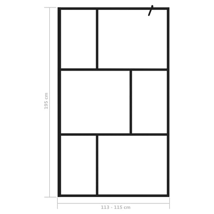 Parete per Doccia Walk-in in Vetro Temperato Nera 115x195 cm