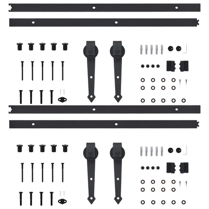 Kit di Binari per Porte Scorrevoli 2 pz 200 cm Acciaio Nero