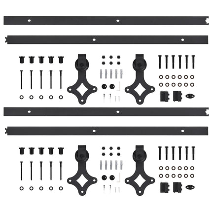 Kit di Binari per Porte Scorrevoli 2 pz 200 cm in Acciaio Nero