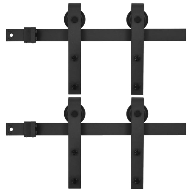 Kit di Binari per Porte Scorrevoli 2 pz 183 cm Acciaio Nero