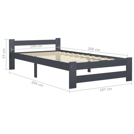 Giroletto senza Materasso Grigio Scuro 100x200 cm Legno Pino