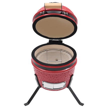Barbecue Affumicatore 2 in 1 Kamado in Ceramica 56 cm Rosso