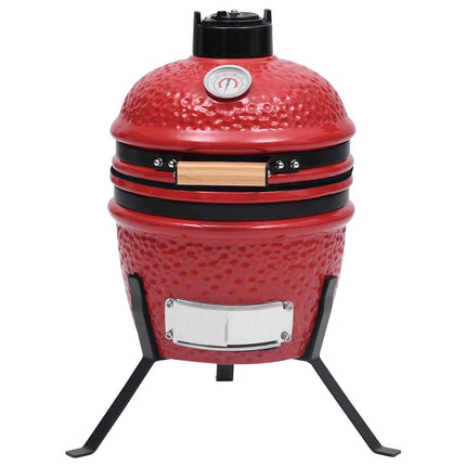 Barbecue Affumicatore 2 in 1 Kamado in Ceramica 56 cm Rosso