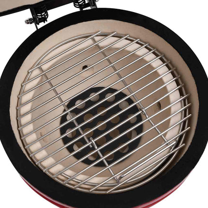 Barbecue Affumicatore 2 in 1 Kamado in Ceramica 56 cm Rosso