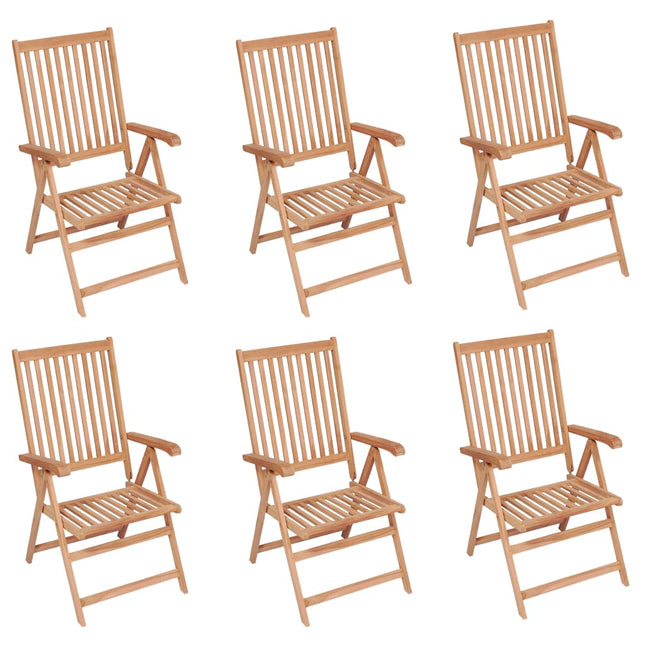 Sedie Reclinabili da Giardino 6 pz in Legno Massello di Teak