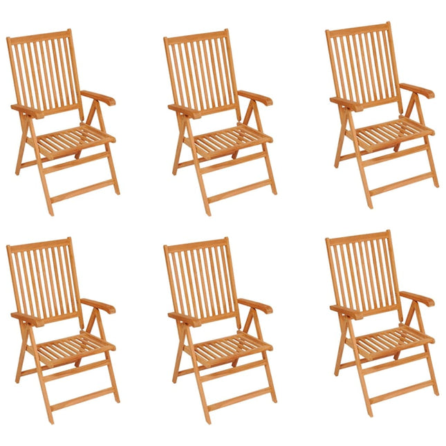 Sedie da Giardino 6 pz con Cuscini Rosso Vino Massello di Teak