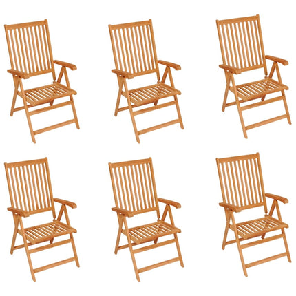 Sedie da Giardino 6 pz con Cuscini Blu Reale Massello di Teak