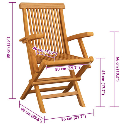 Sedie Giardino con Cuscini Verde Chiaro 4pz Legno Massello Teak