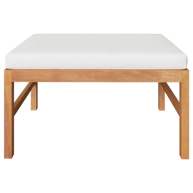 Poggiapiedi con Cuscino Crema in Legno Massello di Teak