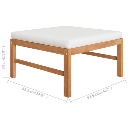 Set Divani Giardino 3 pz Cuscini Crema in Legno di Teak