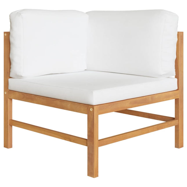 Set Divani Giardino 2 pz Cuscini Crema in Legno di Teak