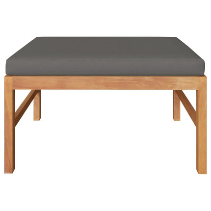 Poggiapiedi con Cuscino Grigio Scuro in Legno Massello di Teak