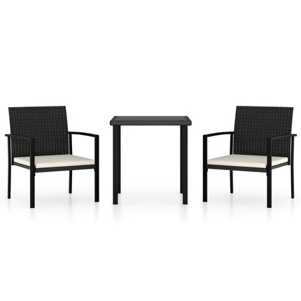 Set da Pranzo da Giardino 3 pz in Polyrattan Nero