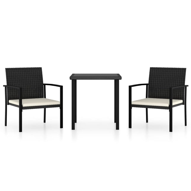 Set da Pranzo da Giardino 3 pz in Polyrattan Nero