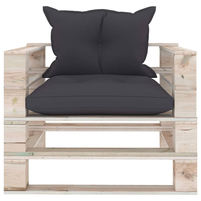 Poltrona da Giardino Pallet con Cuscini Antracite Legno di Pino