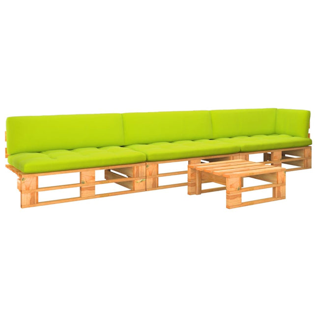 Set Salotto Pallet 4 pz Marrone Ambra Legno di Pino Impregnato