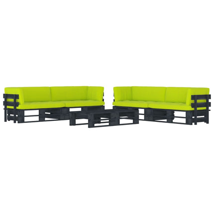 Set Divani in Pallet con Cuscini 6 pz in Pino Impregnato Nero