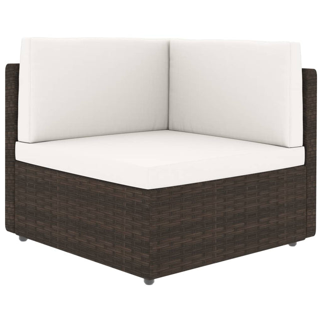 Set Divani da Giardino 5 pz con Cuscini in Polyrattan Marrone