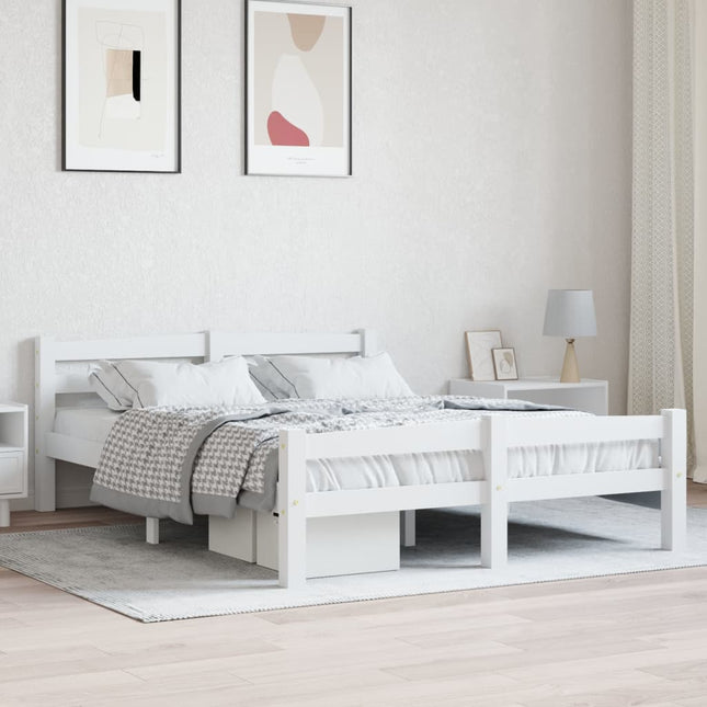 Giroletto senza Materasso Bianco 140x200 cm in Legno di Pino