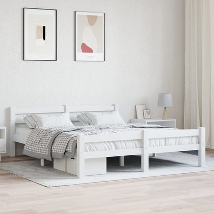 Giroletto senza Materasso Bianco 160x200 cm in Legno di Pino