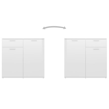 Credenza Bianco Lucido 80x36x75 cm in Legno Multistrato