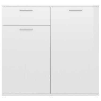 Credenza Bianco Lucido 80x36x75 cm in Legno Multistrato