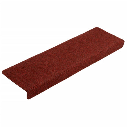 Tappetini per Scale Tessuto Agugliato 10 pz 65x21x4 cm Bordeaux
