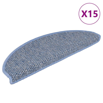 Tappeti Autoadesivi per Scale Aspetto Sisal 15pz 56x17x3 cm Blu