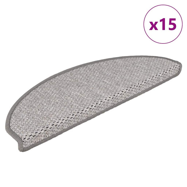 Tappeti Autoadesivi Scale Aspetto Sisal 15 pz 65x21x4cm Platino