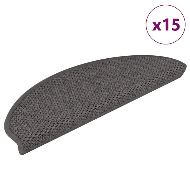 Tappeti Autoadesivi Scale Aspetto Sisal 15 pz 65x21x4cm Argento