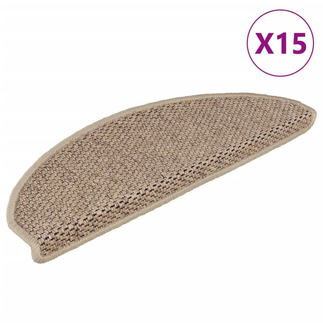 Tappeti Autoadesivi Scale Aspetto Sisal 15 pz 65x21x4 cm Sabbia