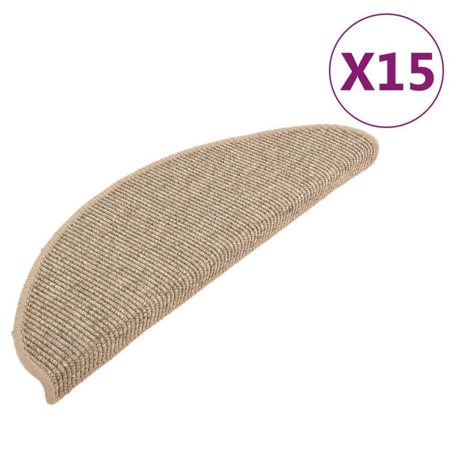 Tappetini Autoadesivi per Scale 15 pz Beige Scuro 65x21x4 cm