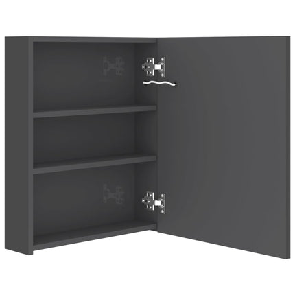 Armadietto Bagno con Specchio e LED Grigio Lucido 50x14x60 cm