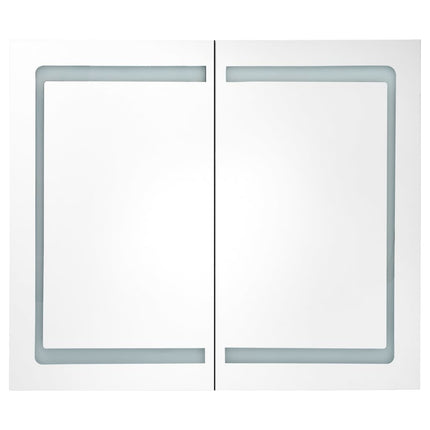 Armadietto Bagno con Specchio e LED Rovere 80x12x68 cm
