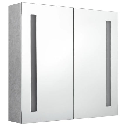 Armadietto Bagno con Specchio e LED Grigio Cemento 62x14x60 cm