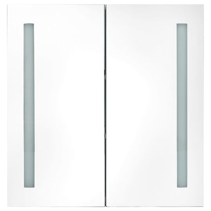 Armadietto Bagno con Specchio e LED Grigio Lucido 62x14x60 cm