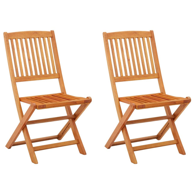Sedie da Giardino Pieghevoli 2pz in Legno Massello di Eucalipto