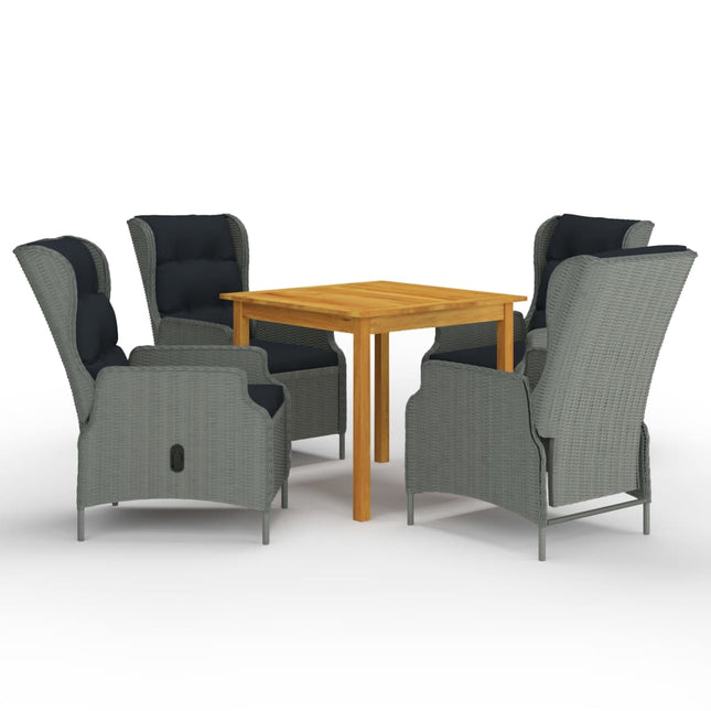 Set Mobili da Pranzo per Giardino 5 pz Grigio Chiaro