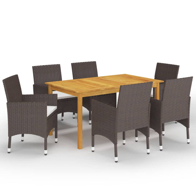 Set Mobili da Pranzo per Giardino 7 pz Marrone