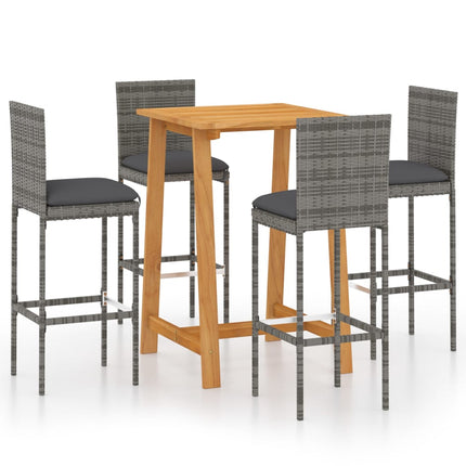 Set da Bar da Giardino 5pz con Cuscini Grigio
