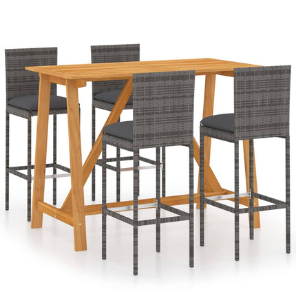 Set da Bar da Giardino 5pz con Cuscini Grigio